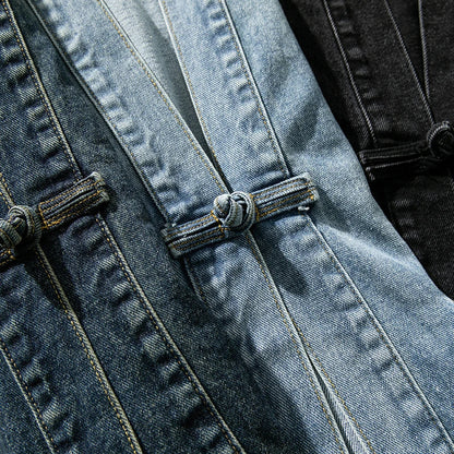 Classic Blue Distressed Kimono Jacket