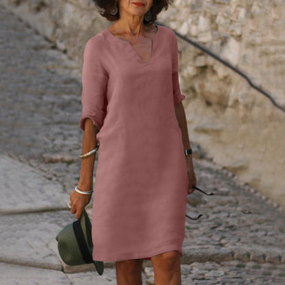 Sunny Sleeveless V Neck Summer Dress