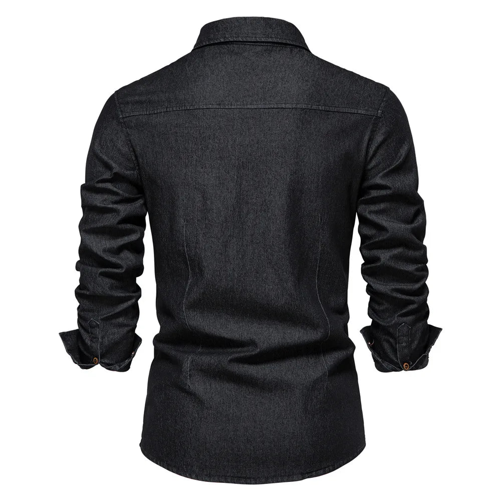 Classic Fit Men's Shirt with Button Front and Pocket Detail