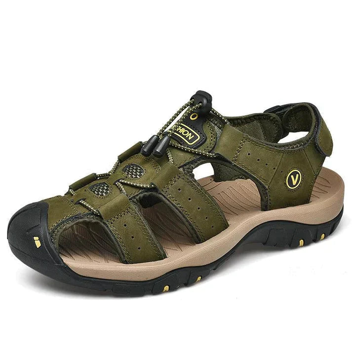 Rugged Men's Genuine Leather Hiking Sandals