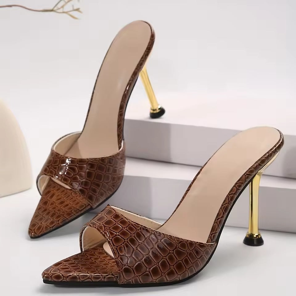 Luxury Crocodile Pattern High Heels