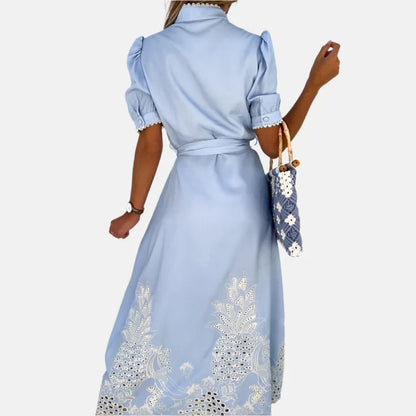 Ladies' Stylish Navy Dress with Delicate Lace