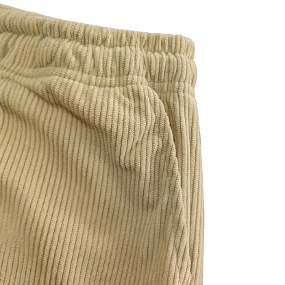 Men's Classic Fit Ribbed Trousers with Elastic Waist