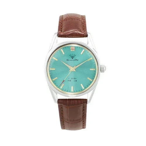 Classic Round Face Leather Strap Watch
