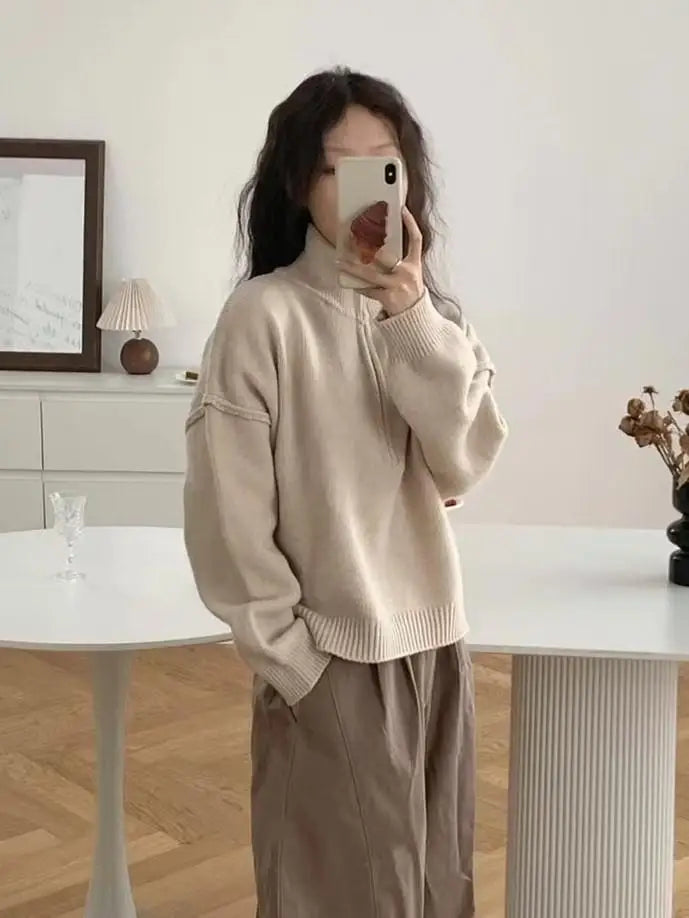 Soft High Neck Warm Knit Sweater for Women - Nocini
