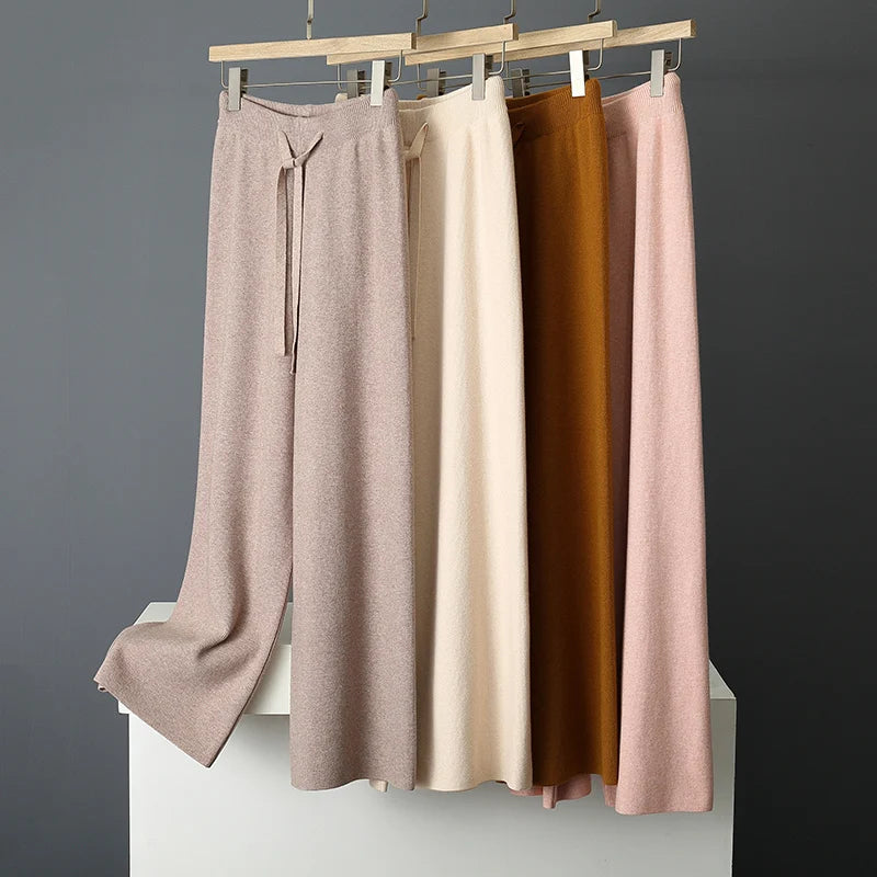 Comfortable Elastic Waist Knit Pants