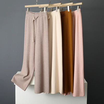 Comfortable Elastic Waist Knit Pants