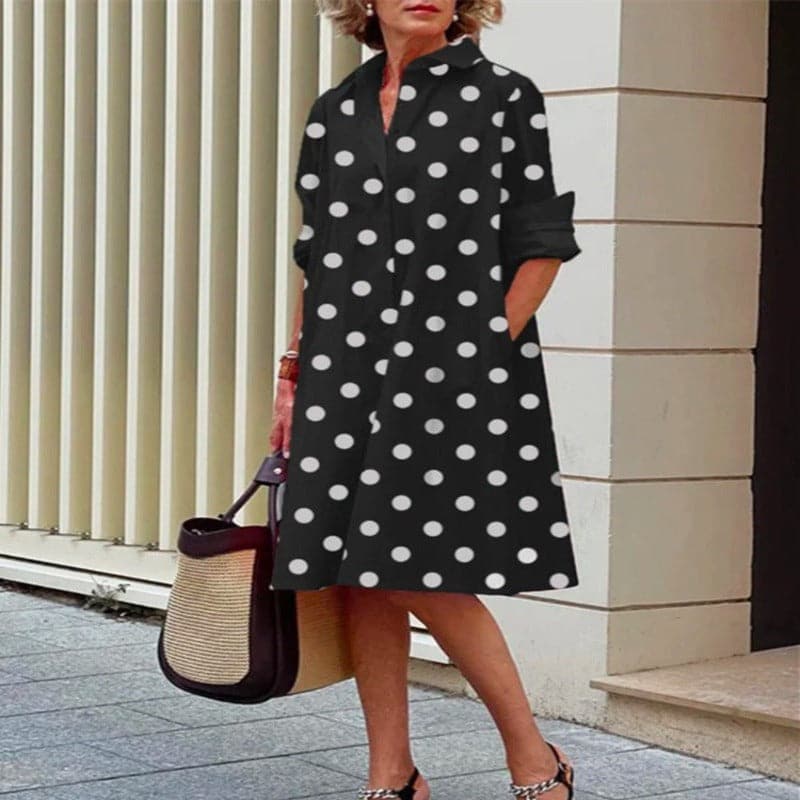 Floral Polka Dot A-Line Dress for Women