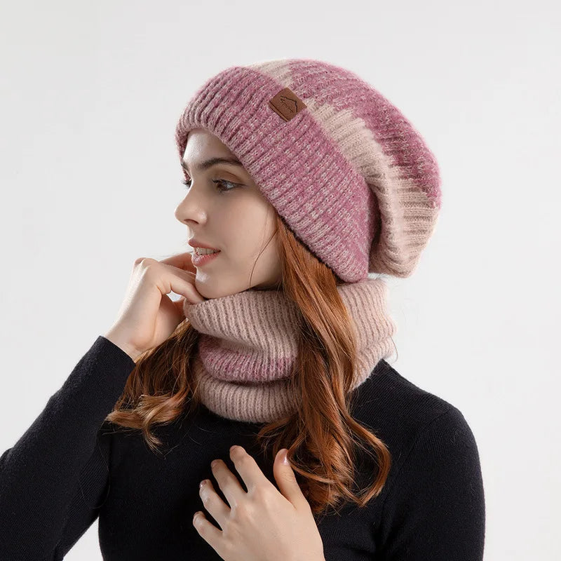 Warm Colorblock Beanie and Scarf Set