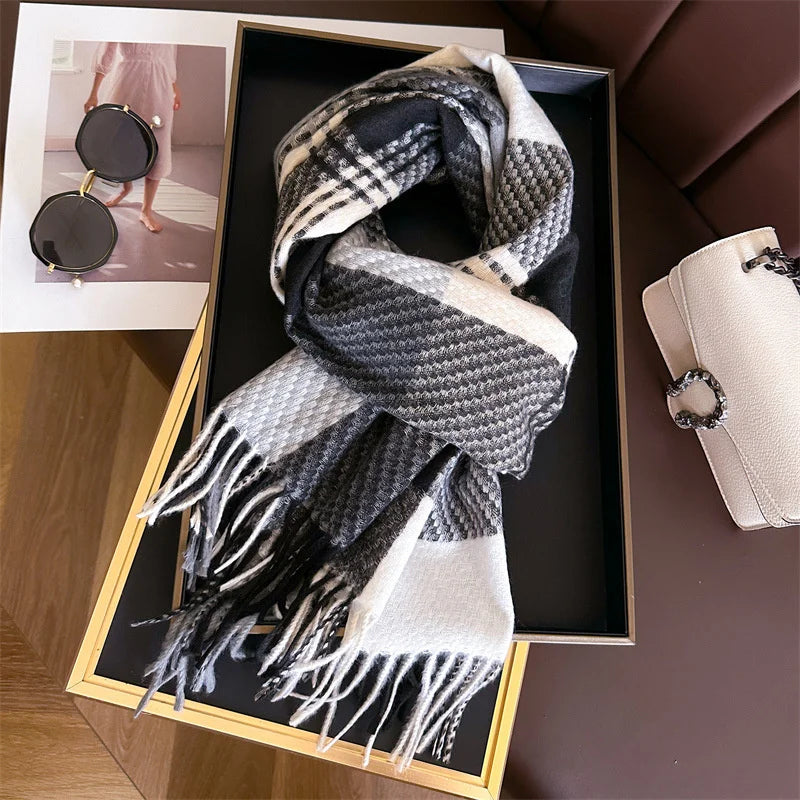 Classic Plaid Fringed Scarf