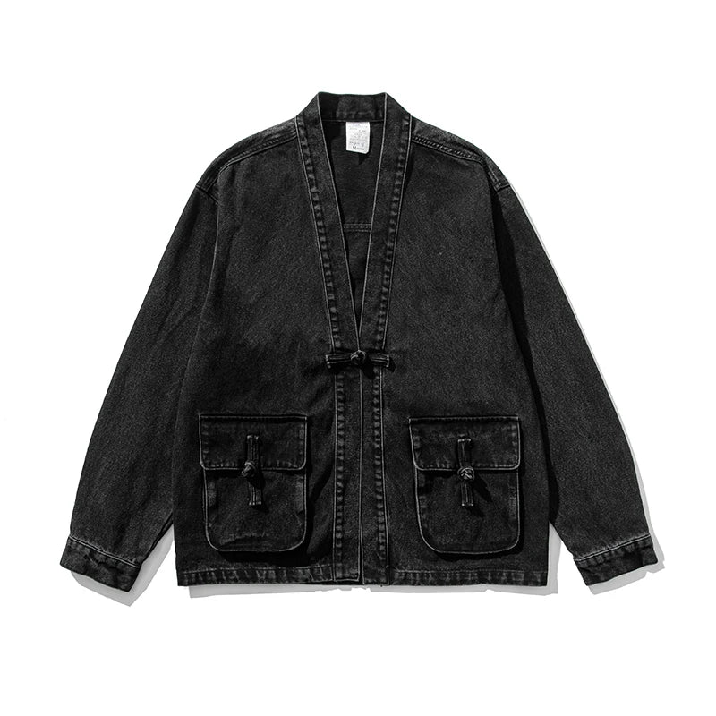 Classic Blue Distressed Kimono Jacket