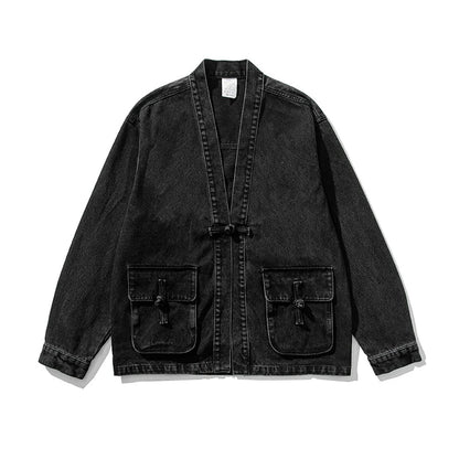 Classic Blue Distressed Kimono Jacket