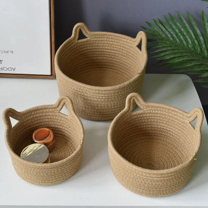 Simple Natural Fiber Pet Storage Basket with Ear Handles - Nocini