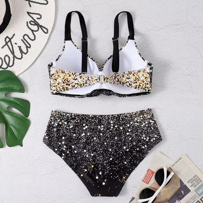 Tropical Floral High Waisted Swimsuit Bikini