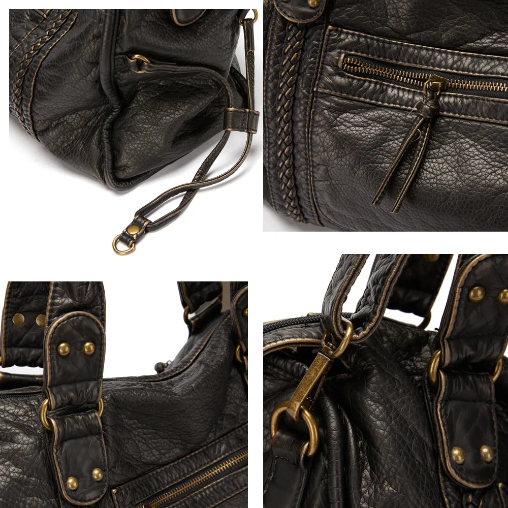 Stylish Faux Leather Tote Shoulder Bag