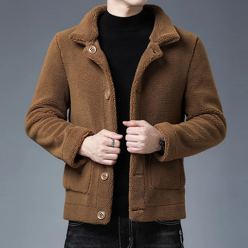 Casual Fleece Lined Button Jacket
