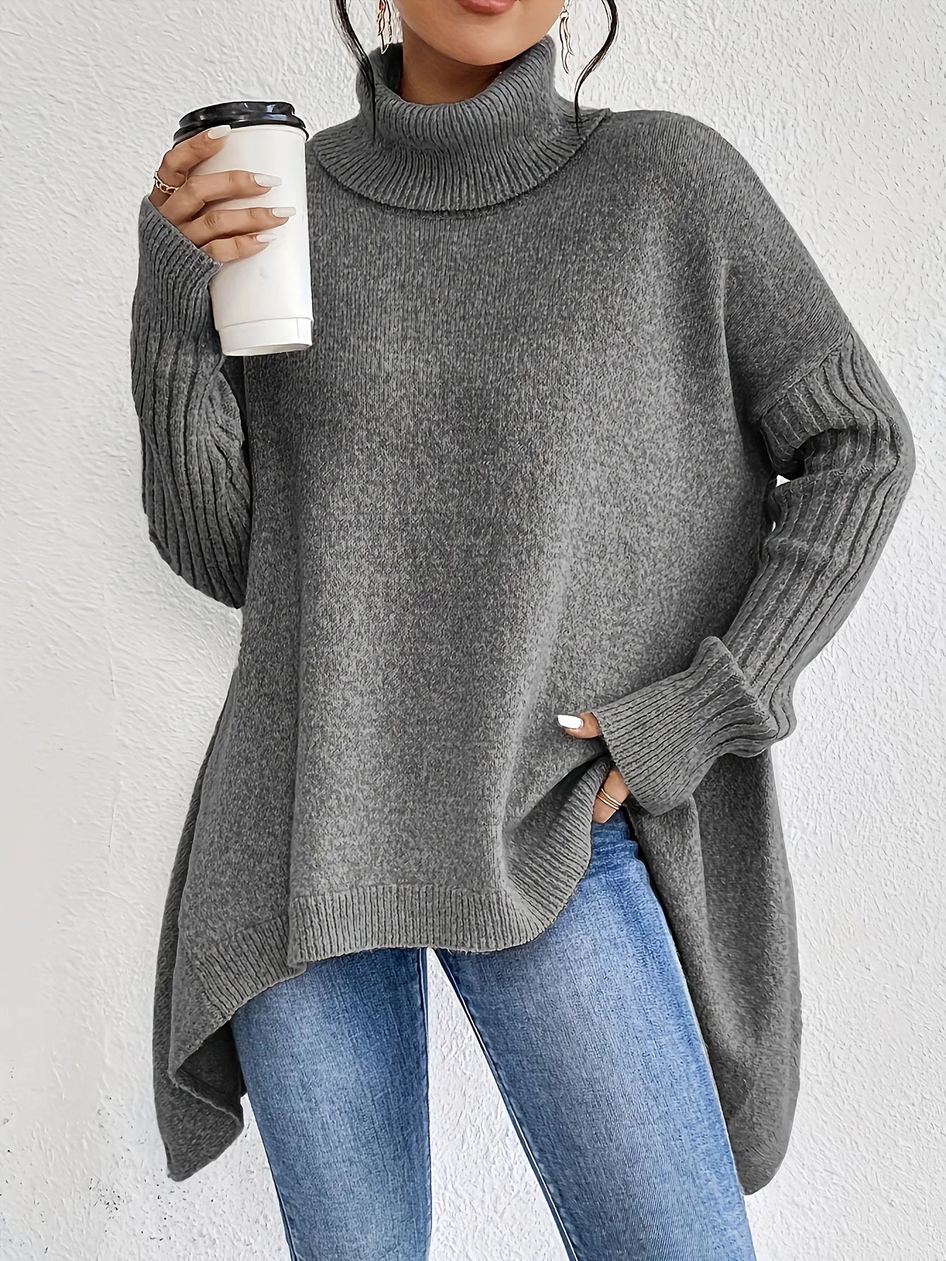 Large Crew Neck Knit Sweater