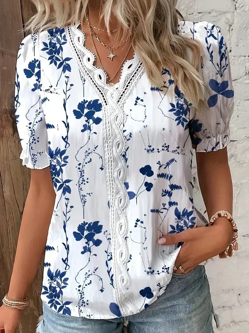 Women's Pretty Lace V-Neck Top
