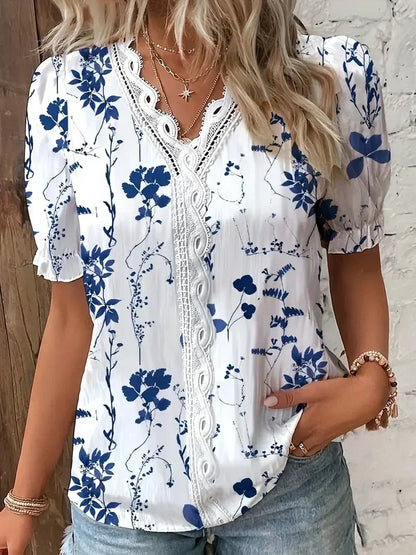 Women's Pretty Lace V-Neck Top