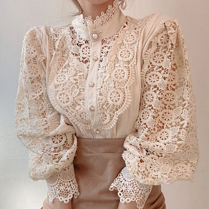 Delicate Lace Trim Women's Blouse
