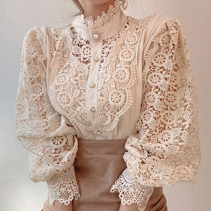 Delicate Lace Trim Women's Blouse