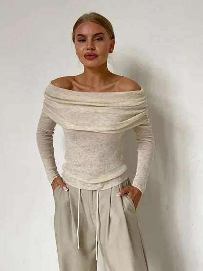 Women's Casual Off Shoulder Long Sleeve Top
