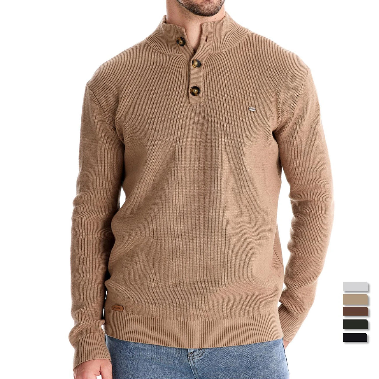 Classic Wooden Button Crew Sweater
