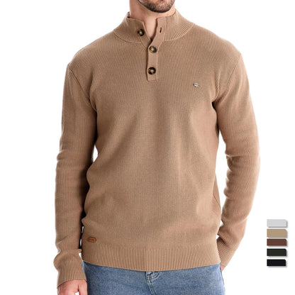 Classic Wooden Button Crew Sweater