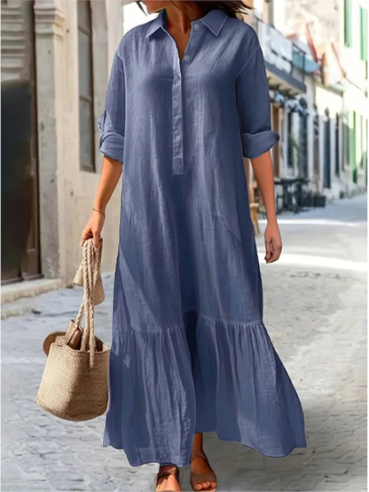 Layered Long Sleeve Maxi Dress - Nocini