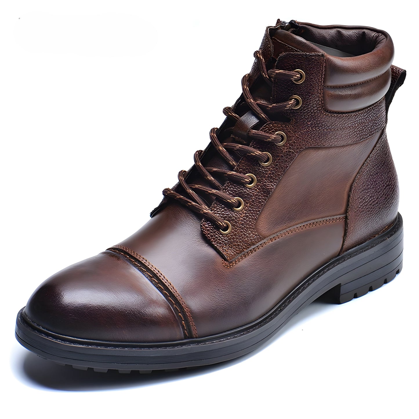 Tall Brown Genuine Leather Boots