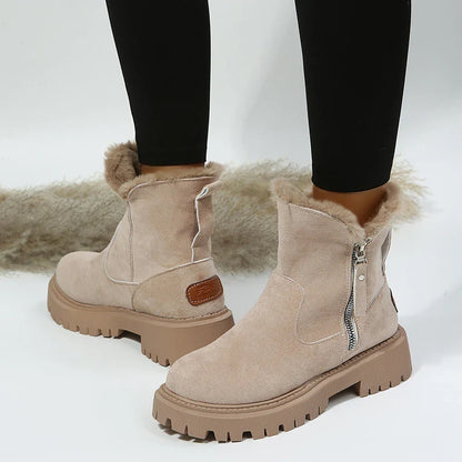 Warm Faux Fur Ankle Boots with Thick Heel - Nocini