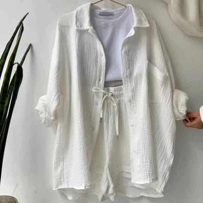 Ladies' Outfit - Long Sleeve Top & High Waisted Shorts