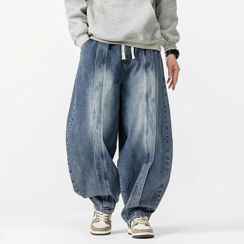 Loose Fit Distressed Denim Jeans - Nocini