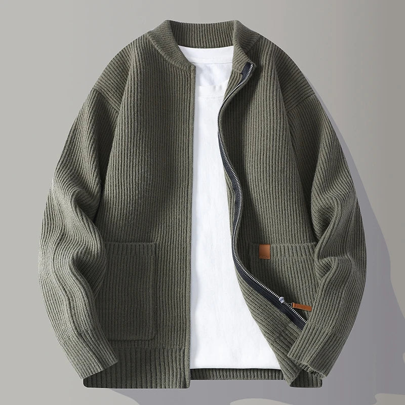 Casual Fit Crew Neck Knit Jacket