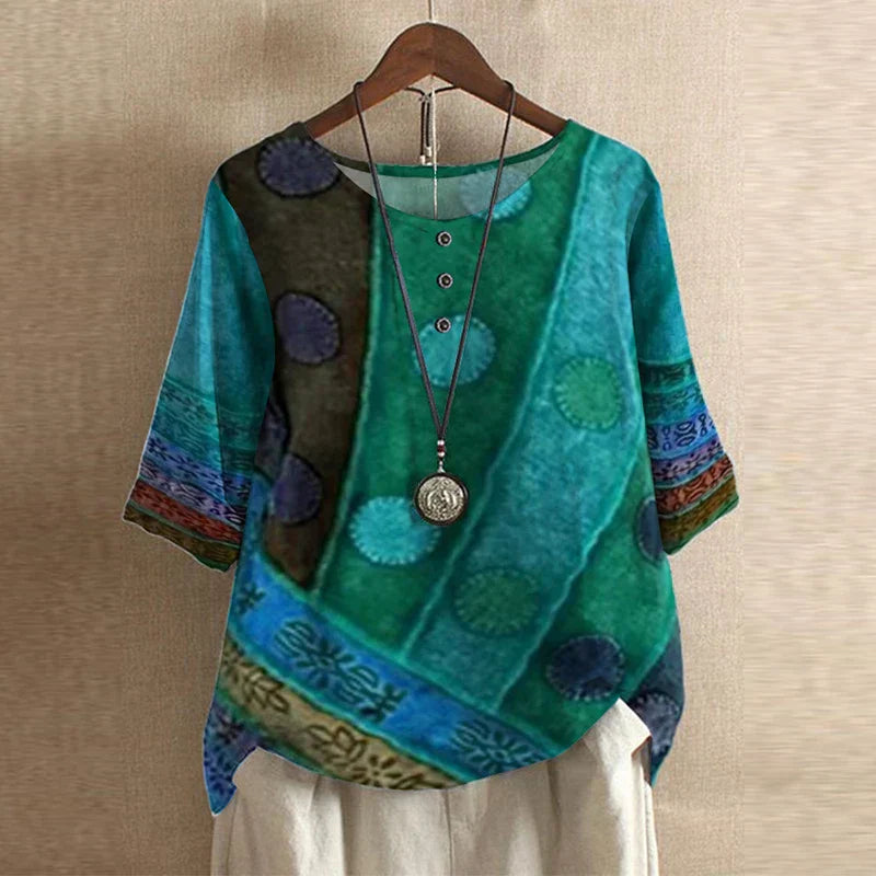 Casual Short Sleeve Women's Button Blouse