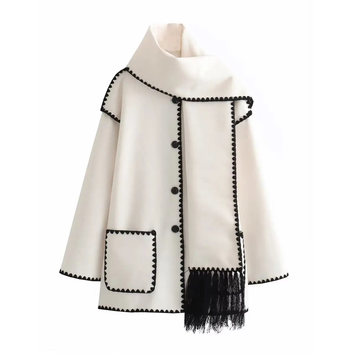 Casual Fit Coat with Scarf, Knee Length Winter Coat