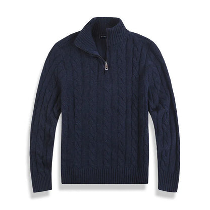 Classic Mid-Zip Pullover Sweater