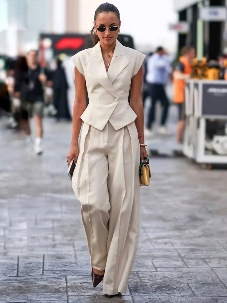 Women's Sleeveless Jumpsuit High Waist Wide Leg Pants