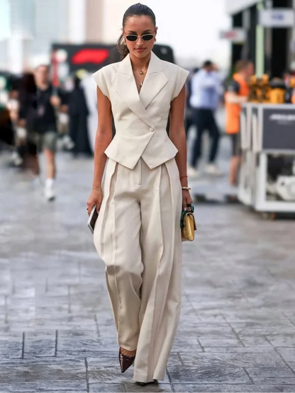 Women's Sleeveless Jumpsuit High Waist Wide Leg Pants