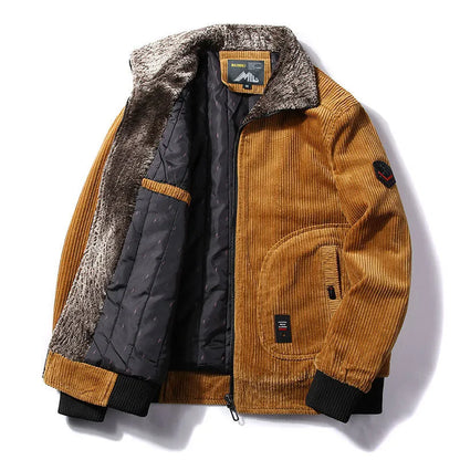 Warm Fur Trim Classic Bomber Jacket