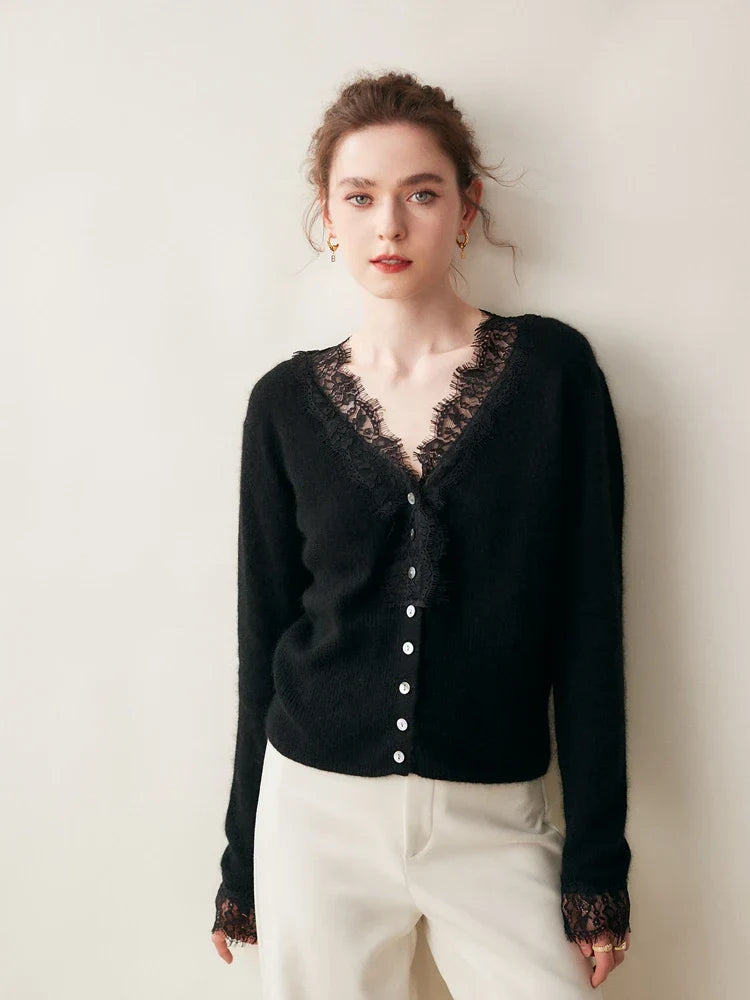 Feminine Lace Cardigan with Button Front