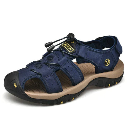 Rugged Men's Genuine Leather Hiking Sandals