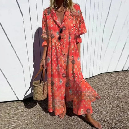 Ladies Long Sleeve Floral Maxi Dress