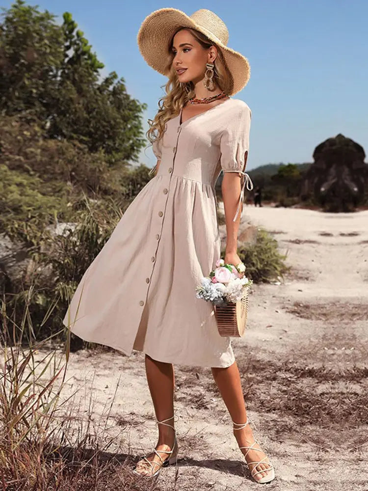 Comfortable V-Neck Casual Summer Dress
