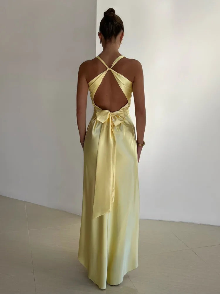 Chic Ladies' Strapless Satin Summer Dress