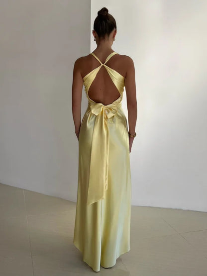 Chic Ladies' Strapless Satin Summer Dress