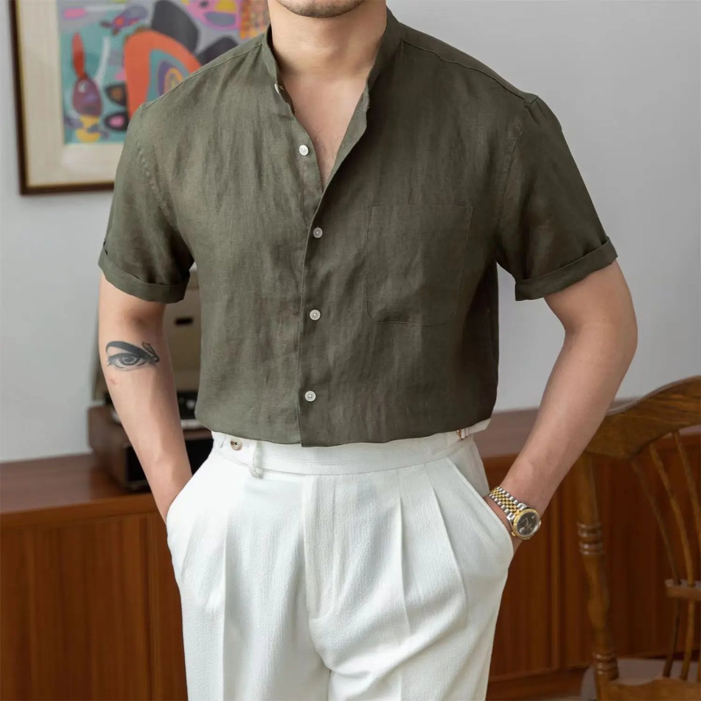 Casual Fit Men's Long Sleeve Cotton Shirt