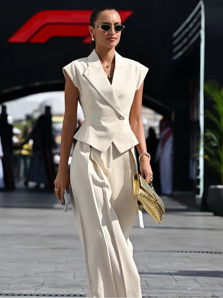 Women's Sleeveless Jumpsuit High Waist Wide Leg Pants - Nocini