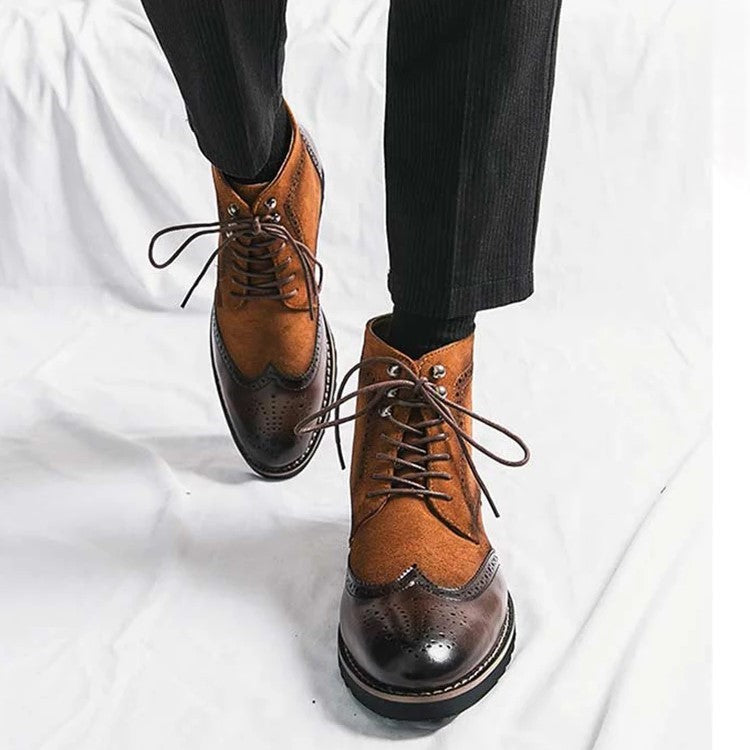 Premium Leather Lace Up Ankle Boots - Nocini