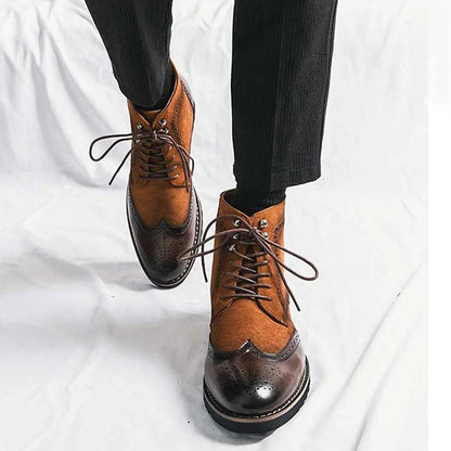 Premium Leather Lace Up Ankle Boots - Nocini